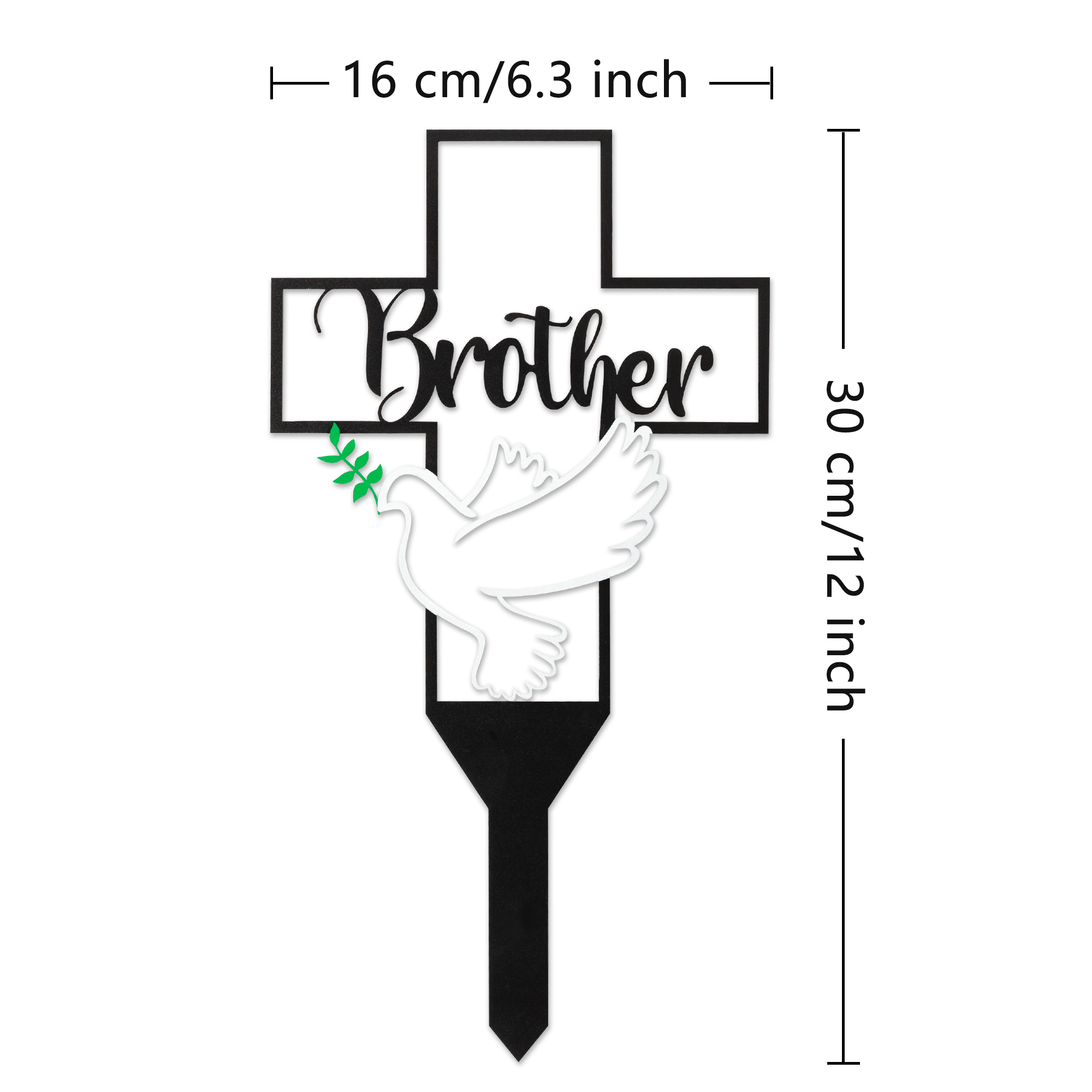 BUoonyer Garden Stake Graves Cemetery Decorations, Brother Metal Memorial Grave Markers, Cross Graveyard Commemorative Plaque for Boy, Dove Remembrance Sympathy Graveside Decor Sign for Outdoor Yard