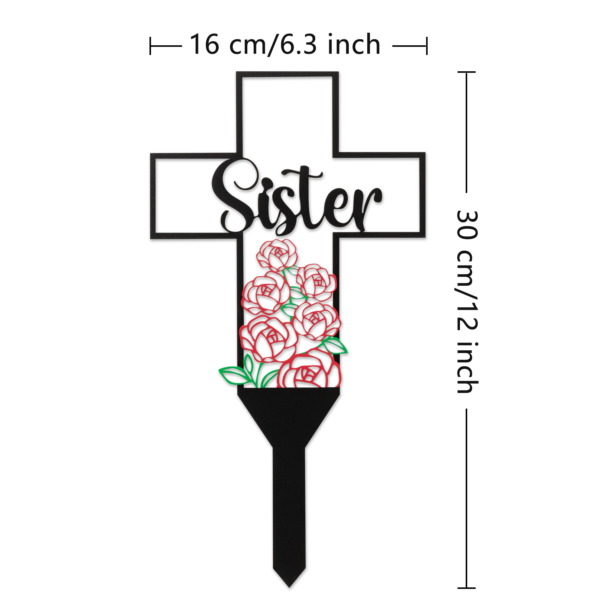 BUoonyer Sister Memorial Graves Markers Cemetery Decorations, Metal Cross Stakes Grave Stones Cemetery Headstones Decor, Girls Graveyard Remembrance Graveside Sign for Garden Outdoor Outside Yard