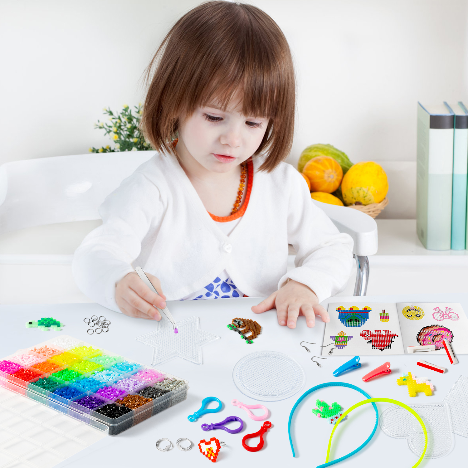 6300pcs Fuse Beads Kit for Kids 24 Colours Iron Bead Melting 